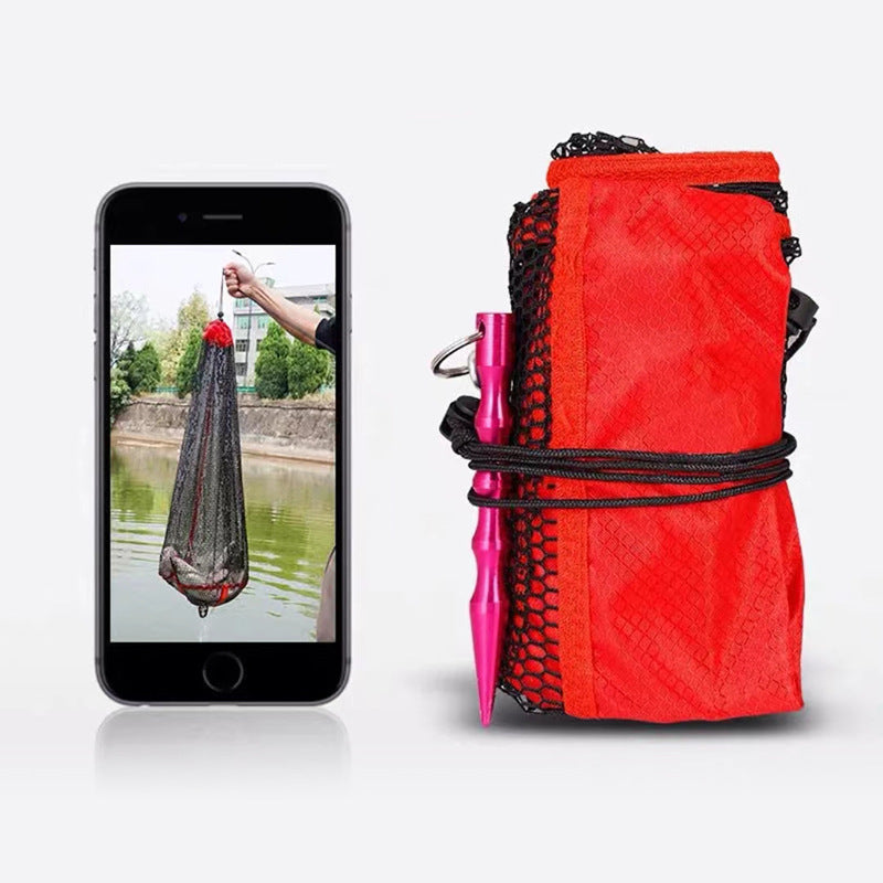 Prior Lake Bait and Tackle Portable Fishing Net Drawstring Bag Open View